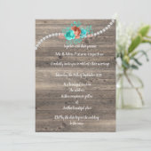 Rustikales Vintages Blumenmuseum Aqua Rote Hochzei Einladung (Stehend Vorderseite)