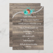 Rustikales Vintages Blumenmuseum Aqua Rote Hochzei Einladung (Vorne/Hinten)