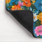 Rustikales Vintages Blumenmuster in Blau (2) Mousepad (Ecke)