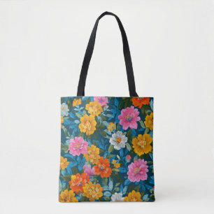 Rustikales Vintages Blumenmuster in Blau (2) Tasche