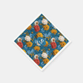 Rustikales Vintages Blumenmuster in blau Serviette (Ecke)