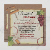 Rustikales Vintages Brautparty für Weinverkostunge Einladung (Vorne/Hinten)