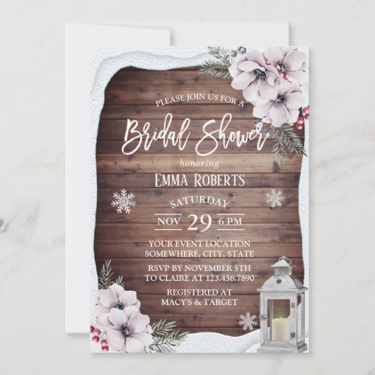 Rustikales Vintages Brautparty mit Flora Einladung (Vorderseite)