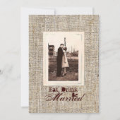 Rustikales Vintages Burlap Country Probe Dinner Einladung (Vorderseite)