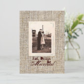 Rustikales Vintages Burlap Country Probe Dinner Einladung (Stehend Vorderseite)