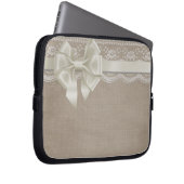 Rustikales Vintages Burlap & Lace Laptopschutzhülle (Vorne Rechts)