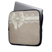 Rustikales Vintages Burlap & Lace Laptopschutzhülle (Vorderseite Links)