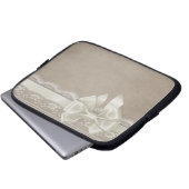 Rustikales Vintages Burlap & Lace Laptopschutzhülle (Vorne Knopf)