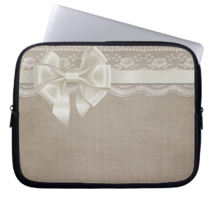 Rustikales Vintages Burlap & Lace Laptopschutzhülle