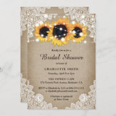 Rustikales Vintages Burlap Lace Sunflower Brautpar Einladung (Vorne/Hinten)