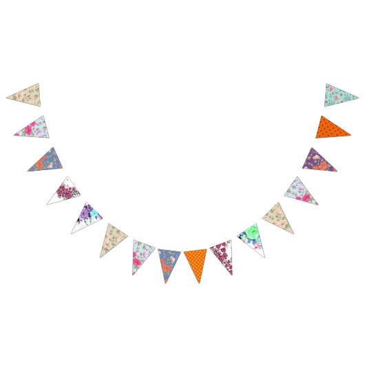 Rustikales Vintages dekoratives Blumenmuster Wimpelkette (Alle)