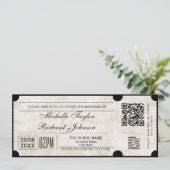 Rustikales Vintages Filmticket mit UAWG QR-Code Einladung (Stehend Vorderseite)