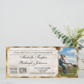 Rustikales Vintages Filmticket mit UAWG QR-Code Einladung (Stehend Vorderseite)