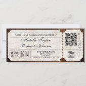 Rustikales Vintages Filmticket mit UAWG QR-Code Einladung (Vorderseite)