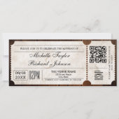 Rustikales Vintages Filmticket mit UAWG QR-Code Einladung (Vorderseite)