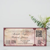 Rustikales Vintages Filmticket mit UAWG QR-Code Einladung (Stehend Vorderseite)