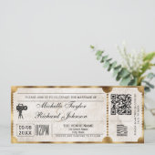 Rustikales Vintages Filmticket mit UAWG QR-Code Einladung (Stehend Vorderseite)