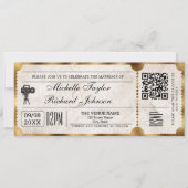 Rustikales Vintages Filmticket mit UAWG QR-Code Einladung (Vorderseite)
