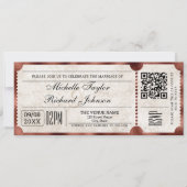 Rustikales Vintages Filmticket mit UAWG QR-Code Einladung (Vorderseite)