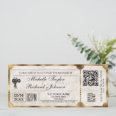 Rustikales Vintages Filmticket mit UAWG QR-Code Einladung (Stehend Vorderseite)