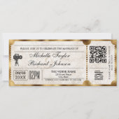 Rustikales Vintages Filmticket mit UAWG QR-Code Einladung (Vorderseite)