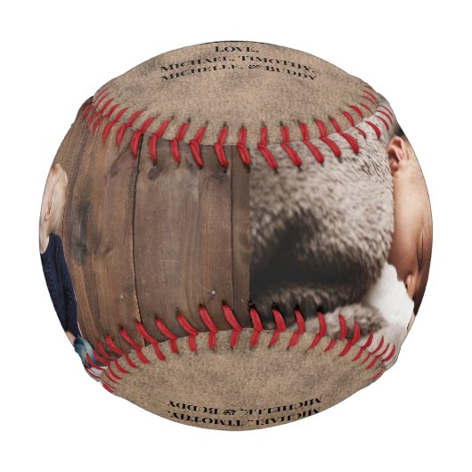 Rustikales Vintages Foto Vatertag Baseball (Vorderseite)