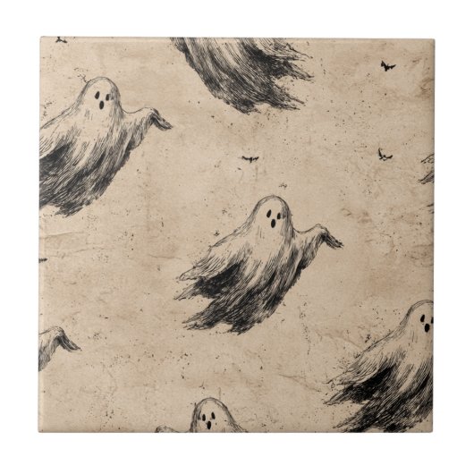 Rustikales Vintages Ghost-Muster (2) Fliese (Vorderseite)