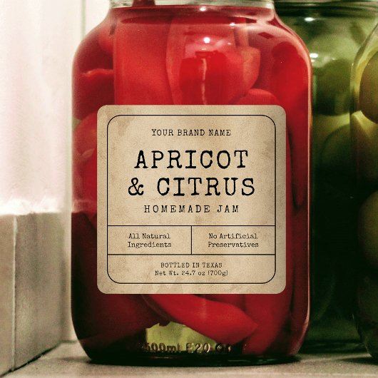 Rustikales, Vintages, hausgemachte Jam Jar Square Quadratischer Aufkleber