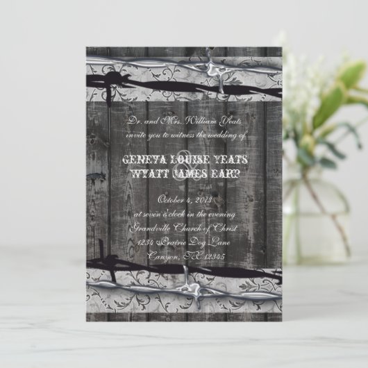 Rustikales Vintages Hochzeitsband Einladung (Stehend Vorderseite)