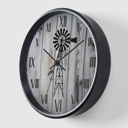 Rustikales, Vintages Holzhaus und Windmühle Uhr (Winkel)