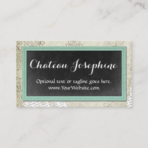 Rustikales Vintages Khalkboard Aqua auf Damaske Visitenkarte