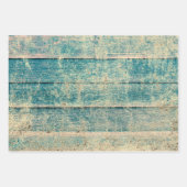 Rustikales Vintages Land Aquamarin Sepia Holzstruk Geschenkpapier Set (Vorderseite 2)