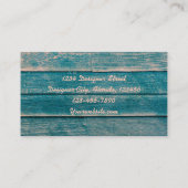 Rustikales Vintages Land Aquamarine Holzkörnigkeit Visitenkarte (Rückseite)