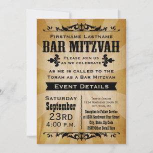 Rustikales Vintages Land Bar Mitzvah Einladung