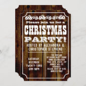 Rustikales Vintages Land Holz Weihnachten Party Einladung (Vorne/Hinten)