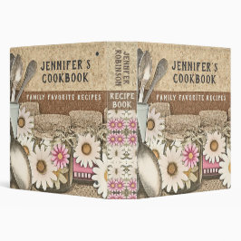 Rustikales Vintages Land Personalisiertes Cookboo  3,8 Cm Ordner