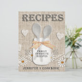 Rustikales Vintages Land Personalisiertes Kochbuch (Stehend Vorderseite)