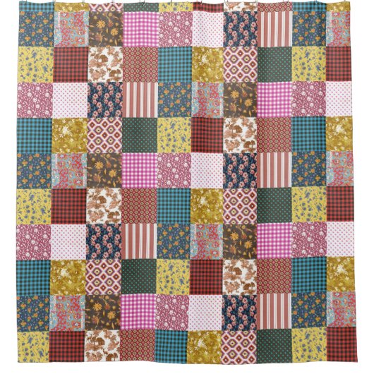 Rustikales Vintages Ländermuster Duschvorhang (Vorderseite)