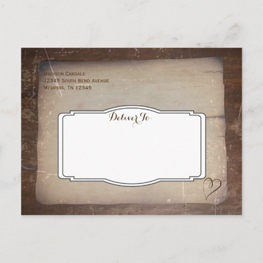 Rustikales Vintages Landherz Ankündigungspostkarte (Rückseite)