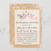 Rustikales Vintages Liebe-Vogel-Proben-Abendessen Einladung (Vorne/Hinten)