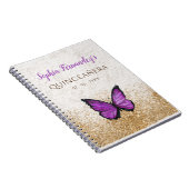 Rustikales Vintages Lila Gold Butterfly-Notebook Notizblock (Rechte Seite)