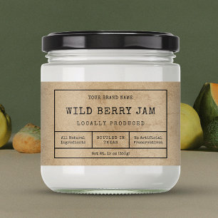 Rustikales Vintages Logo Jam Jar Wrap rund um das Wasserflaschenetikett