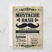 Rustikales Vintages Mustache Bash Party Einladung (Vorderseite)