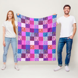 Rustikales Vintages Muster Blaurosa Quiltmuster Fleecedecke