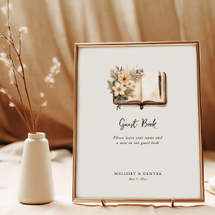 Rustikales Vintages, neutrales Gästebuchzeichen Poster