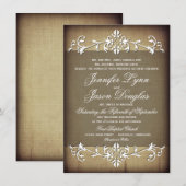 Rustikales Vintages Papier Blühe Hochzeitseinladun Einladung (Vorne/Hinten)
