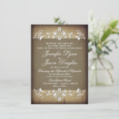 Rustikales Vintages Papier Blühe Hochzeitseinladun Einladung (Stehend Vorderseite)