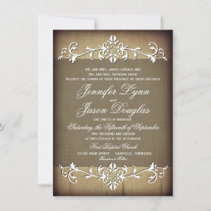 Rustikales Vintages Papier Blühe Hochzeitseinladun Einladung