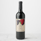 Rustikales, Vintages Papier, Hochzeitwein Weinetikett (Vorderseite)