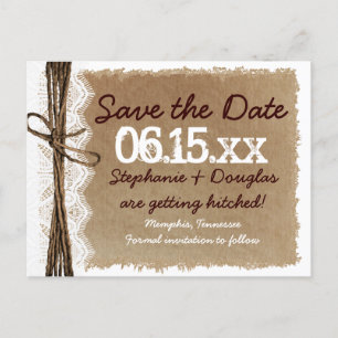 Rustikales Vintages Papier Save the Date Postkarte